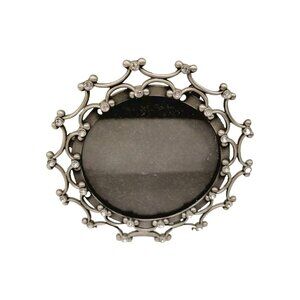 2010 Fetco Floral Rhinestone Round Free Standing Pewter Picture Frame